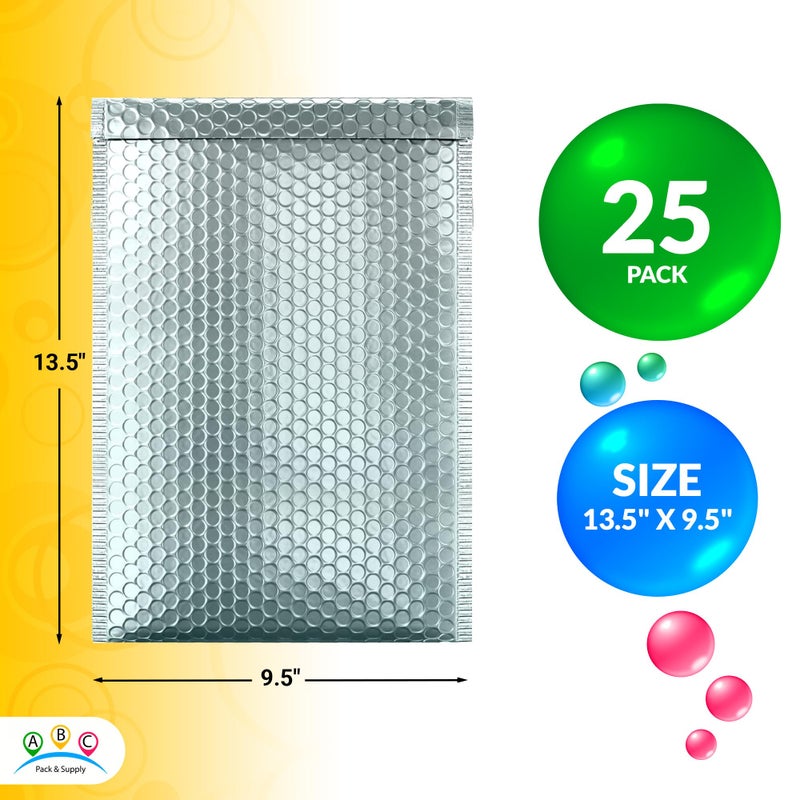 ABC PACK & SUPPLY Ice Blue Metallic Bubble Mailers, 9.5 x 13.5 Inches. Pack of 25 Metallic Bubble Envelope Mailer. Padded Envelopes Waterproof. Opaque Self Seal Mailers for Cosmetics - Image 2